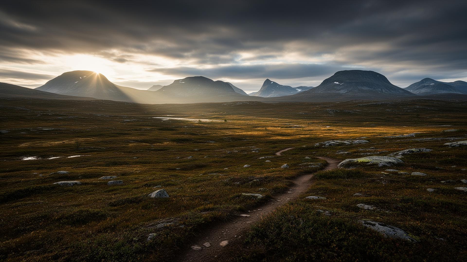 Svenska fjällen vid soluppgång